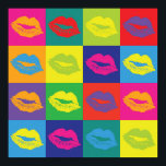Poster Pop Art Lips Kiss Marks Coloré<br><div class="desc">Sassy Pop Art Lips Kiss Marks Colorful Poster.</div>