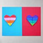 Poster Pop Art Love Twin Rainbow Hearts<br><div class="desc">Pop Art Love Twin Rainbow Hearts is a romantic fun modern pop art low relief abstract collage in vibrant candy neon party colours. It was inspired by a deeply loving romance. The original artwork that this design is developed from was made using multi coloured modelling clay on a complementary coloured...</div>