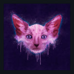Poster Pop Art Lykoi Werewolf Chat<br><div class="desc">Une peinture numérique texturale d'une tête de chat Lykoi avec des rayures,  des éclaboussures,  et goutte sur un arrière - plan texturé rugueux.</div>