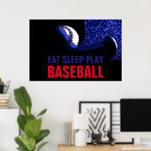Poster Pop Art Mange Sommeil Jouer Baseball (Bureau à domicile)