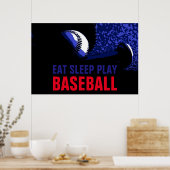 Poster Pop Art Mange Sommeil Jouer Baseball (Cuisine)
