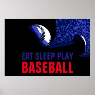 Poster Pop Art Mange Sommeil Jouer Baseball
