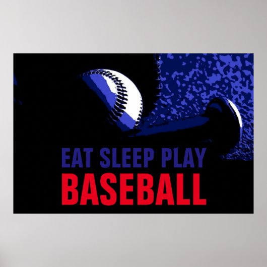 Poster Pop Art Mange Sommeil Jouer Baseball (Devant)