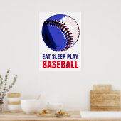 Poster Pop Art Mange Sommeil Jouer Baseball (Cuisine)
