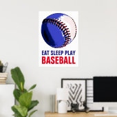 Poster Pop Art Mange Sommeil Jouer Baseball (Bureau à domicile)