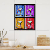 Poster Pop Art Mermaid Martinis (Cuisine)