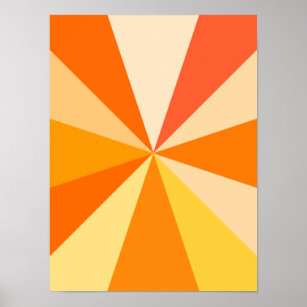 Poster Pop Art Modern 60s Funky Geometry Rays in Orange