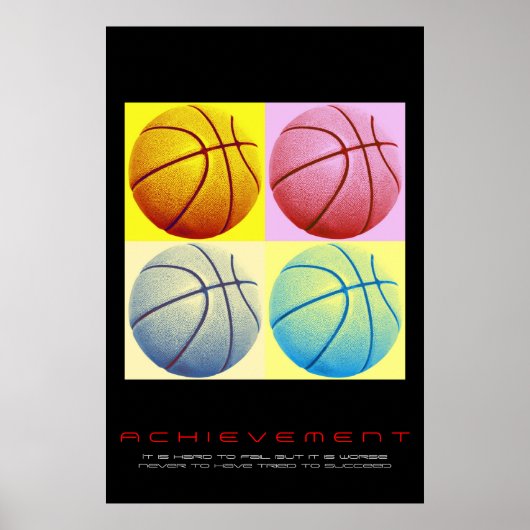 Poster Pop Art Motivation Réussite Basketball (Devant)