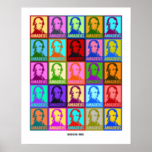 Poster Pop Art Mozart   Rock Me Colorée
