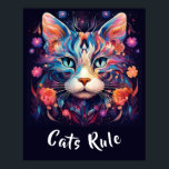 Poster Pop Art Native American Multicolor Cats Règle<br><div class="desc">Ajoutez votre propre texte ! Une belle impression de chat dans le pop art moderne de style amérindien. Il s'agit d'une impression frappante par elle-même ou avec le texte ajouté de votre choix.</div>