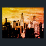 Poster Pop Art New York City Ink Sketch<br><div class="desc">New York City Midtown Image de style ancien - Vintage New York</div>