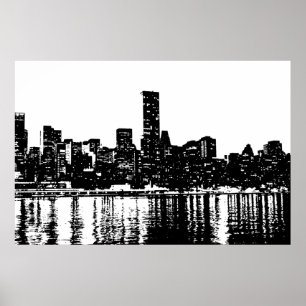 Poster Pop Art New York City Manhattan Silhouette