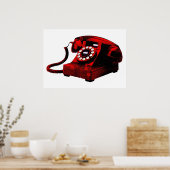 Poster Pop Art Old Red Desk Téléphone Box (Cuisine)