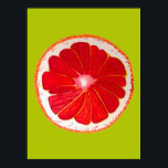 Poster Pop art pamplemousse rose aquarelle originale<br><div class="desc">Une jolie tranche de pamplemousse rose vif et colorée d'un tableau original de l'artiste Sacha Grossel. Ce grand fruit pop art est rose orange et très lumineux et coloré contre un arrière - plan personnalisable couleur chaux de pin. Excentrique et original.</div>