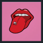 Poster pop art perçante<br><div class="desc">Illustration de langue percée avec cloche métallique. Customise-le ! Ajoutez votre propre texte. Modifier le style,  la couleur,  la taille et la position de l'affiche. Vous pouvez ajouter votre propre texte avec l'éditeur et changer la couleur arrière - plan aussi!</div>