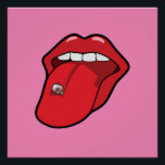 Poster pop art perçante<br><div class="desc">Illustration de langue percée avec cloche métallique. Customise-le ! Ajoutez votre propre texte. Modifier le style, la couleur, la taille et la position de l'affiche. Vous pouvez ajouter votre propre texte avec l'éditeur et changer la couleur arrière - plan aussi!</div>
