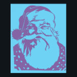 Poster Pop art Père Noël bleu clair mauve<br><div class="desc">Le design en bas à droite de notre populaire affiche en popart de quatre Père Noël.</div>