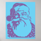 Poster Pop art Père Noël bleu clair mauve (Devant)