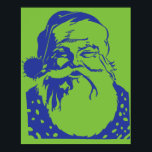 Poster Pop art Père Noël vert bleu<br><div class="desc">Le design en haut à gauche de notre populaire design d'affiche en quatre parties Père Noël.</div>