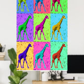 Poster Pop Art Popart Walking Giraffe multicolore (Bureau à domicile)