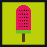 Poster Pop art popsicle fruity watermelon<br><div class="desc">A cute pop art colorful bright illustration of a watermelon popsicle ice-block in pink and lime green. Happy and fruity !</div>