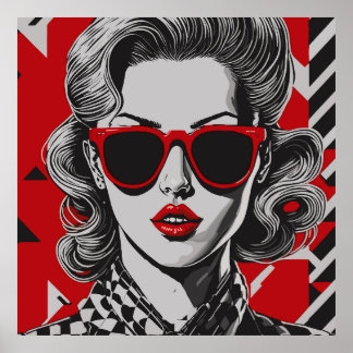 Poster Pop art portrait chic d'une femme