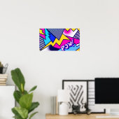 Poster Pop art pow ! Pattern à Magenta, Blue et Black (Bureau à domicile)