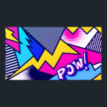 Poster Pop art pow ! Pattern à Magenta, Blue et Black<br><div class="desc">Graphic Pop art pattern,  featuring cute 'POW!' typographiy,  against a colorful abstract pattern. Contact the designer for special requests. © Copyright 2021 P.D.,  Vintage Comic Art.</div>