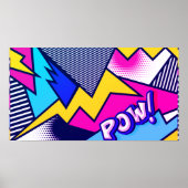 Poster Pop art pow ! Pattern à Magenta, Blue et Black (Devant)