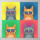 Poster Pop Art Retro Cats (Devant)