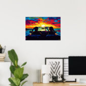 Poster Pop Art Road Trip Sunset Wall Art – Aventure (Bureau à domicile)