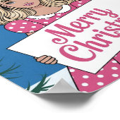 Poster Pop art rose Joyeux Noël retro fille (Coin)