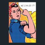 Poster Pop Art Rosie le Riveter Nous pouvons le faire! Po<br><div class="desc">Joyeux anniversaire, Rosie le Riveter ! En l'honneur du 70e anniversaire de la création de J. Howard Miller, nous avons réimaginé l'affiche classique We Can Do It! comme si Roy Lichtenstein l'avait peinte dans les années 1960. Cette version vibrante présente les points Ben-Day classiques que Lichtenstein a rendus célèbres dans...</div>