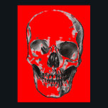 Poster Pop Art rouge crâne<br><div class="desc">Imaginaire Art Skull Skeleton Poster Imprimer - Noir & Blanc Métal Lourd Punk Rock College Pop Art</div>