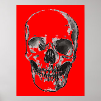 Poster Pop Art rouge crâne