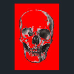 Poster Pop Art rouge crâne<br><div class="desc">Imaginaire Art Skull Skeleton Poster Imprimer - Noir & Blanc Métal Lourd Punk Rock College Pop Art</div>