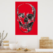 Poster Pop Art rouge crâne (Cuisine)