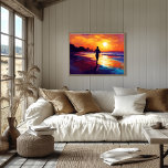 Poster Pop Art Running at Sunset - Beach Jogger Art<br><div class="desc">Cette scène pop art vibrante capture la joie de courir le long de la plage au coucher du soleil, avec des couleurs audacieuses qui évoquent un sentiment de liberté et de tranquillité. Parfait pour les amateurs de course à pied et tous ceux qui s'inspirent des couchers de soleil et des...</div>