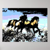 Poster Pop Art Runses Horses Imprimer l'affiche (Devant)