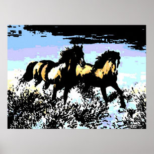 Poster Pop Art Runses Horses Imprimer l'affiche