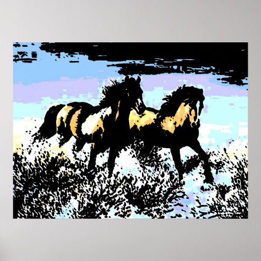 Poster Pop Art Runses Horses Imprimer l'affiche (Devant)