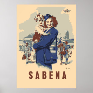 Poster Pop art Sabena Ex Belgian Airlines