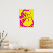 Poster Pop art Santa yellow pink  (Cuisine)