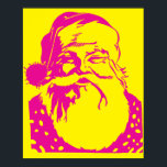 Poster Pop art Santa yellow pink<br><div class="desc">The top right design from our popular four Santa popart poster design.</div>