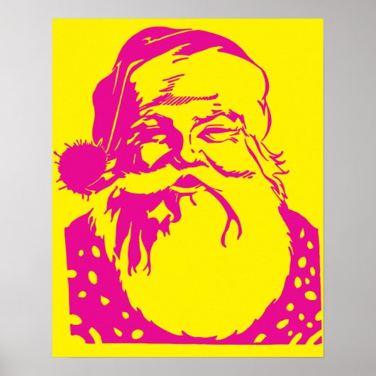 Poster Pop art Santa yellow pink  (Devant)