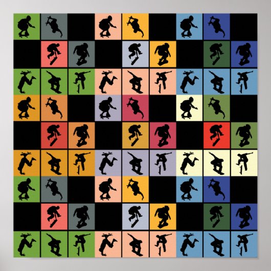 Poster Pop Art Skateboarders Collage (Devant)