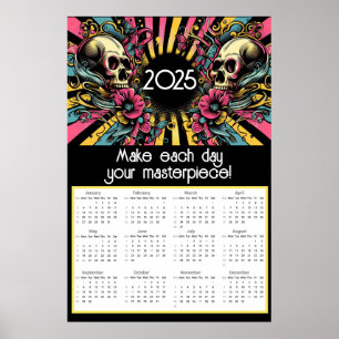 Poster Pop Art Skulls Motivational Quote 2025 Calendrier