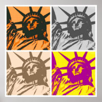 Pop Art Style Statue of Liberty 4 Colors