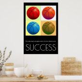 Poster Pop Art Success Motivational Basketball Stylé (Cuisine)