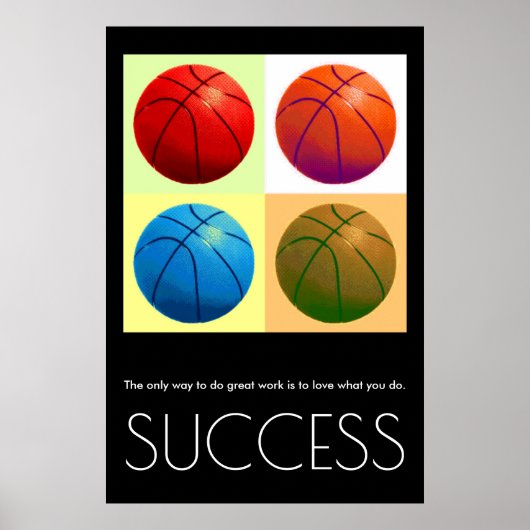Poster Pop Art Success Motivational Basketball Stylé (Devant)